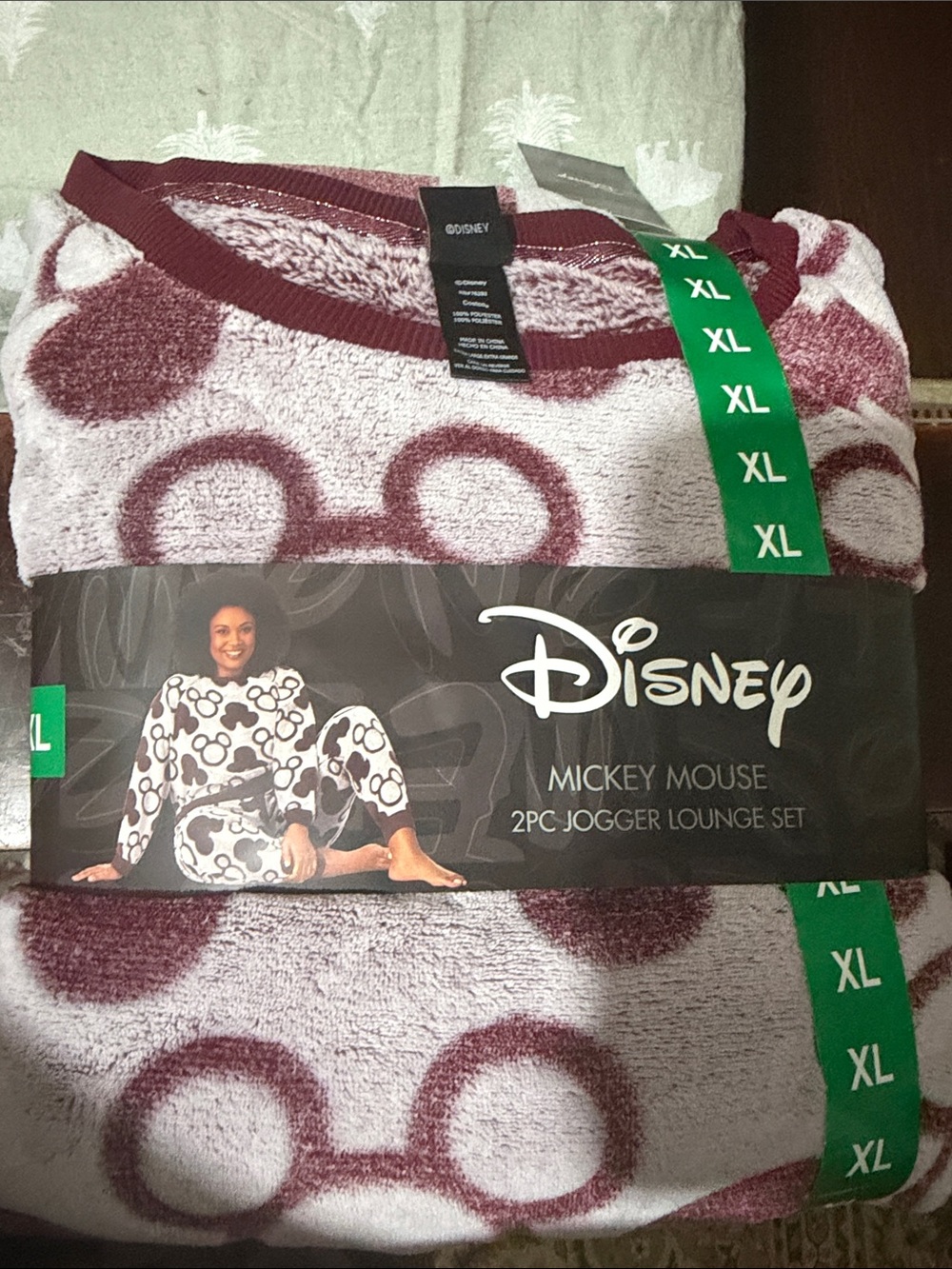 Disney Mickey Mouse 2-Piece Jogger Pajama Set - Burgundy & White